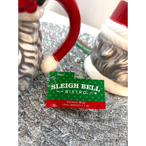 Sleigh Bell Bistro Winking African American Santa Mrs Claus Retro Style Mugs (2) - Picture 8 of 9